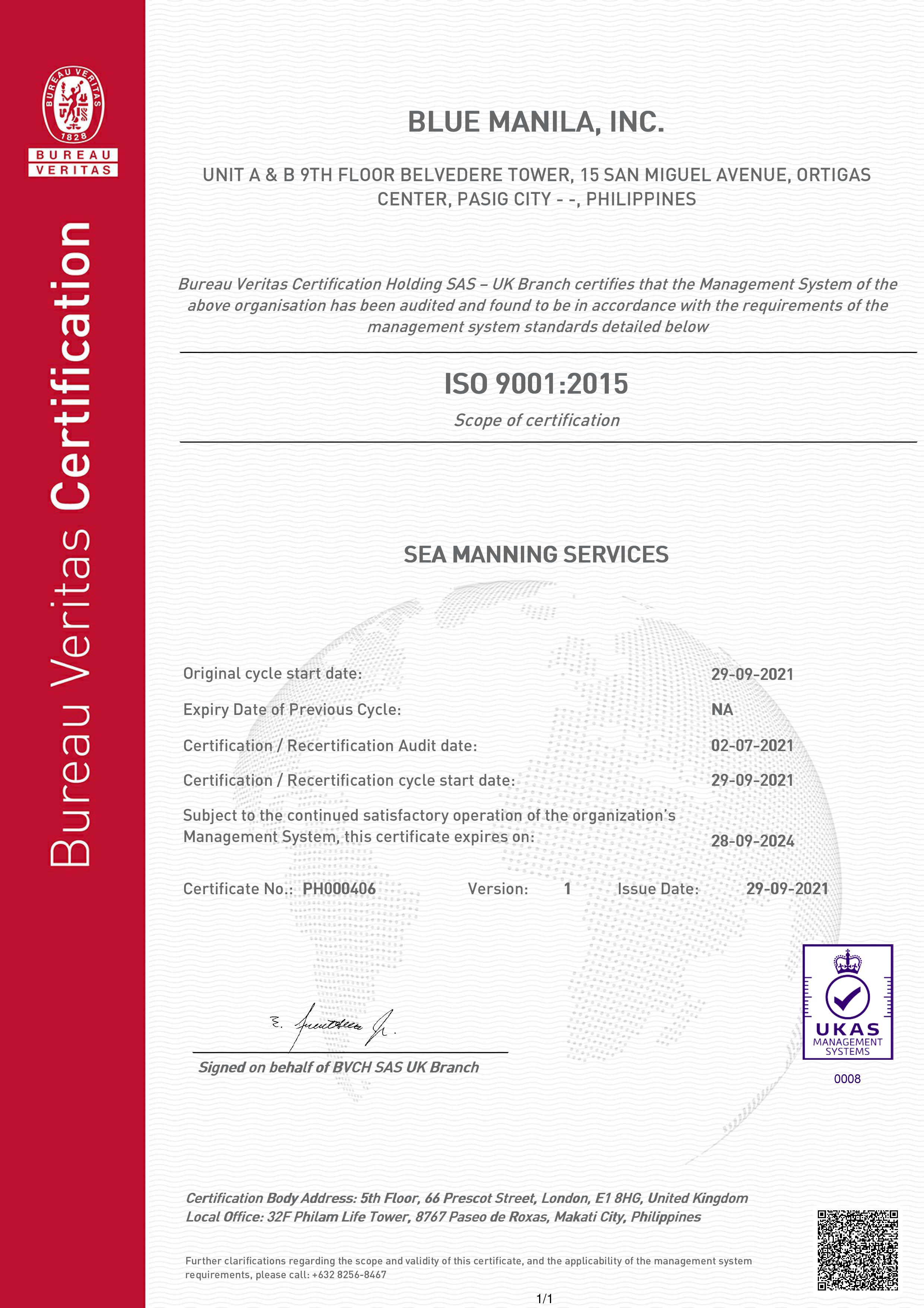 BV ISO Certificate